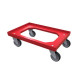 Red trolley for 600x400 bins with 4 swivel wheels, brake-free